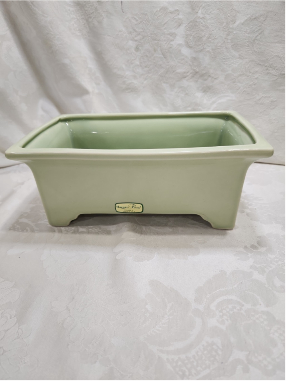 Haeger Floral 2003 Green Rectangular Pottery Planter #642-45 USA